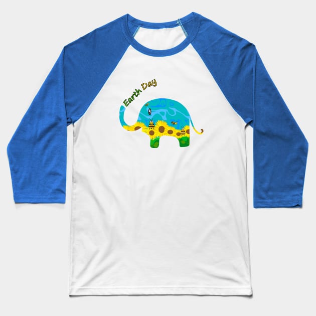 EARTH Day Celebration Elephant Baseball T-Shirt by SartorisArt1